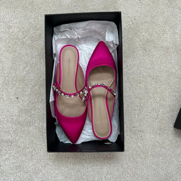 Banana Republic Fuchsia Embellished Strap Mule Flats – Size 7 - Picture 2 of 5